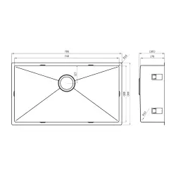 Lorreine 74R Luxe ruostumattomasta teräksestä valmistettu suuri pesuallas 74x40 cm taso-, pinta- ja alakiinnitys 1150178229