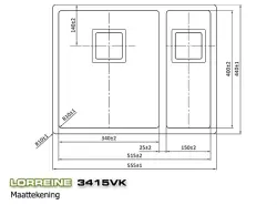 Lorreine 3415VK Exclusive puolitoista ruostumattomasta teräksestä valmistettu pesuallas 3415 cm taso-, alapuoli- ja päälleasennus 1150178269