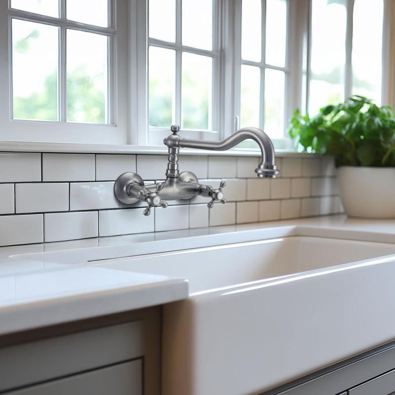 PB Nostalginen keittiöhana V2721 seinäsekoittaja ruostumaton teräs