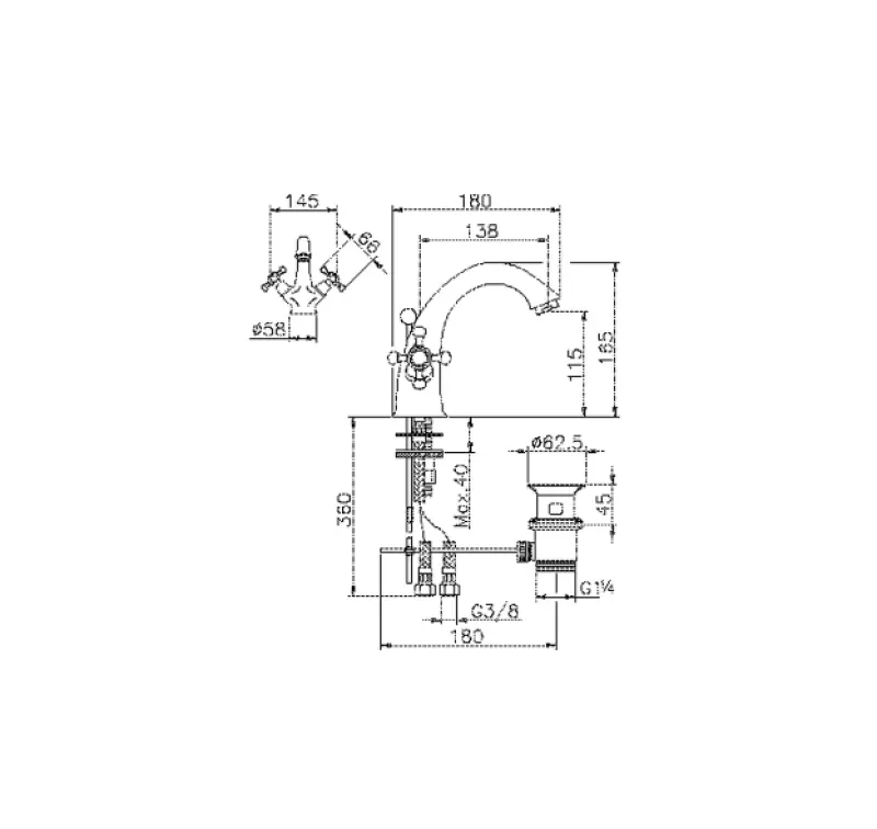 Huber Victorian Pesuallashana Pronssi VT00051027
