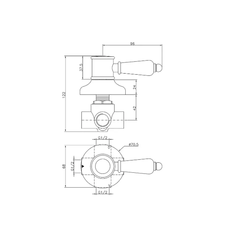 Huber Victorian 2-outlets diverter Bronze 653.VT01H.BA