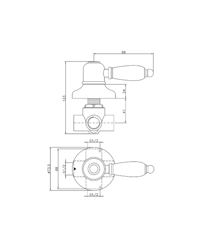 Huber Croisette Vaihtoventtiili Pronssi 1/2 653.CS01H.BA
