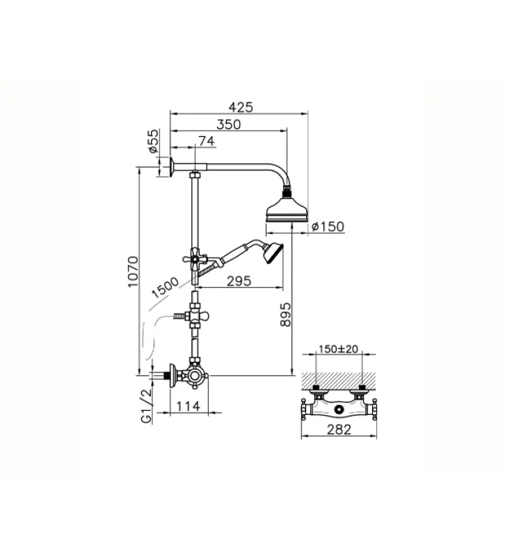 Huber Victorian Termostaattinen Suihkusetti 15cm Pronssi 390.VT01H.BA