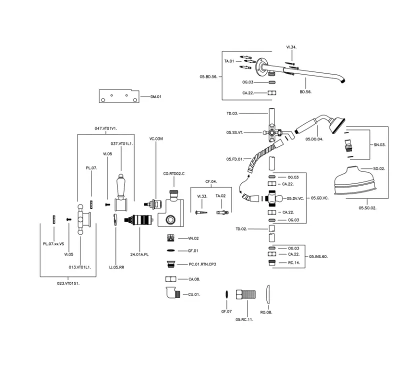 Huber Victorian Thermostaattinen Suihkusetti 20cm Kulta 590.VT21H.AG