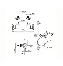 Huber Victorian Termostaattinen Suihkuhana liukutangolla RST VTS010102A