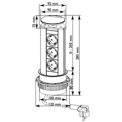 EVOline Port 3 Inbouwstopcontact met randaarde en zwart deksel