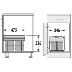 Hailo Tandem S 3 Jäteastia 1x18+2x8,5 ltr 1153449232