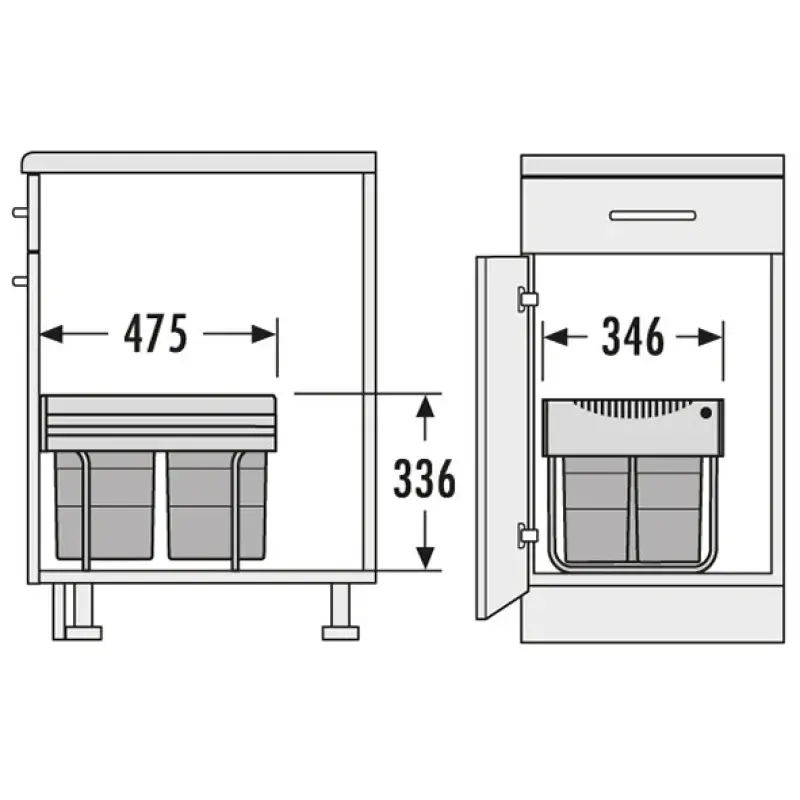 Hailo Tandem S 3 Waste bin 1x18+2x8.5ltr 1153449232
