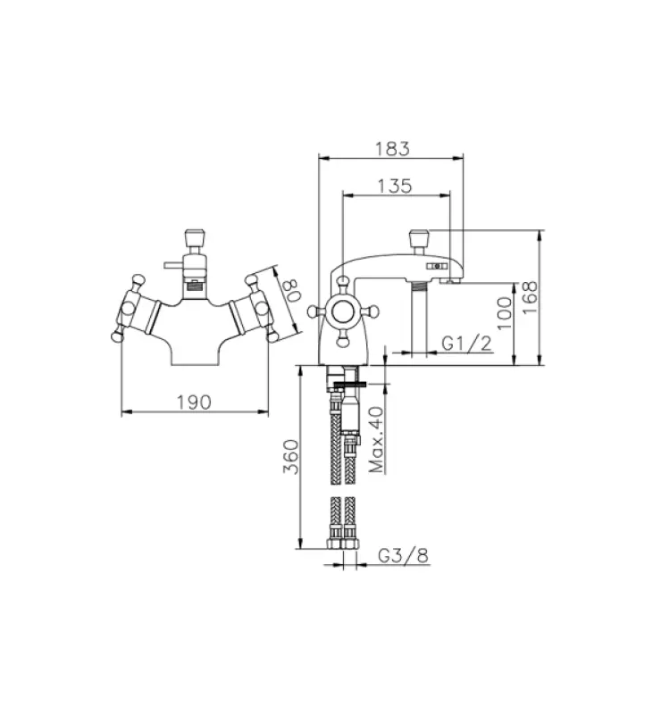 Huber Victorian Termostaattinen Kylpyhana Ammeen Reunalle Asennettava Pronssi VTT6201027