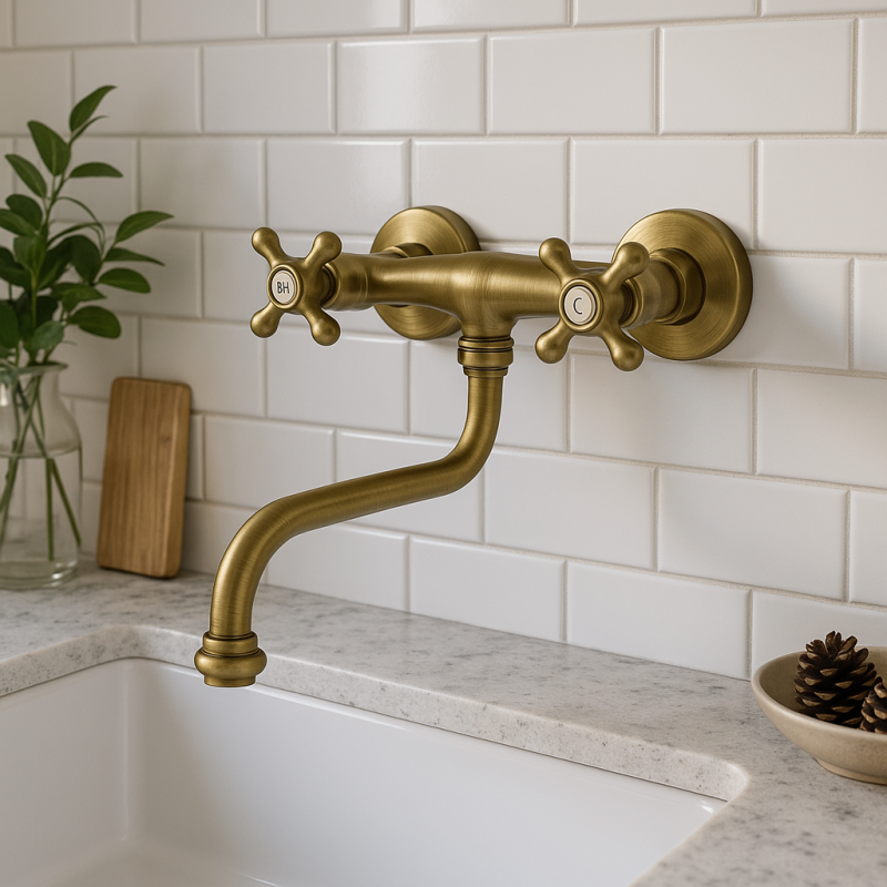 PB Nostalginen keittiöhana Classic C seinäasennettava hana Pronssi 10.2722