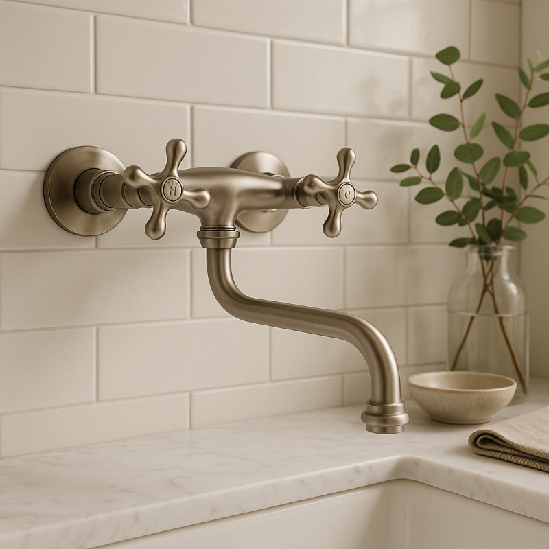 PB Nostalginen keittiöhana Classic C seinäasennettava hana ruostumaton teräs 10.2722