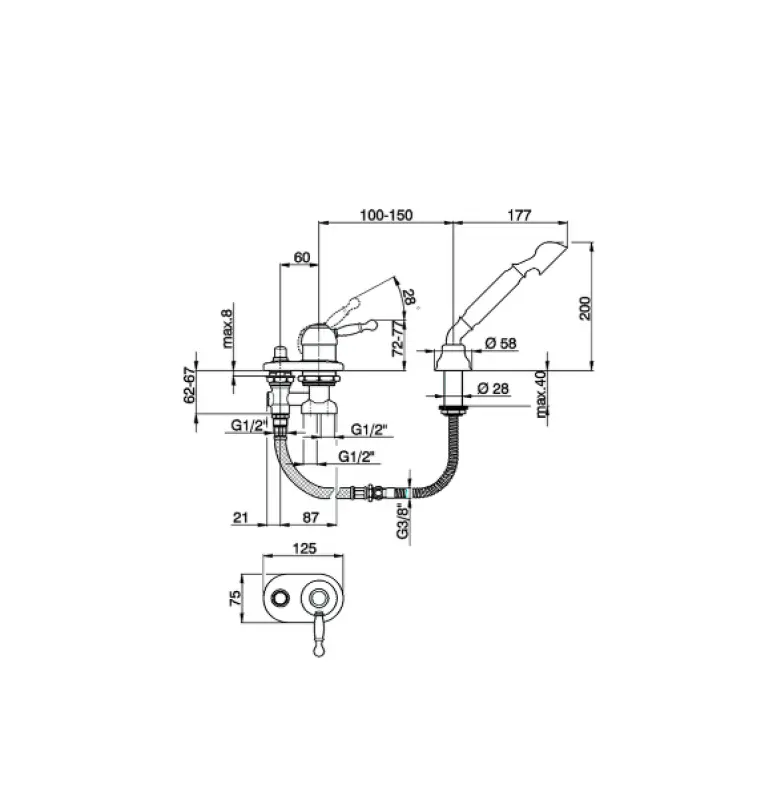 Cisal Arcana Royal Bath rim mount bath mixer Chrome AY00129021