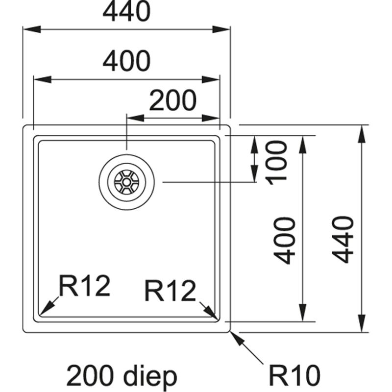Franke Bolero Plus R12 BXX 210-40 ruostumattomasta teräksestä upotettava pesuallas 40x40 cm 127.0576.359