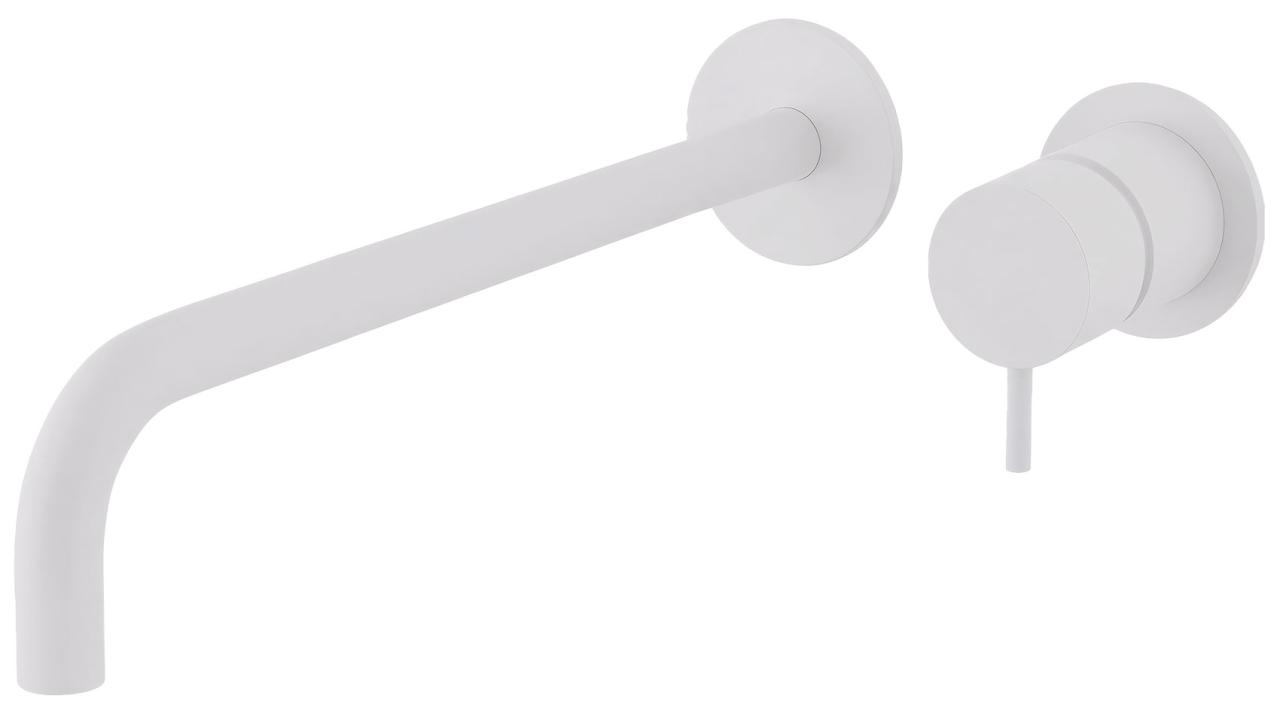 Waterevolution Flow sisäänrakennettu pesuallashana matta valkoinen, 25 cm juoksuputkella T116BBR-25