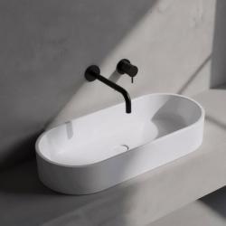 Waterevolution Flow inbouw wastafelkraan mat zwart met uitloop 25 cm T116BPR-25