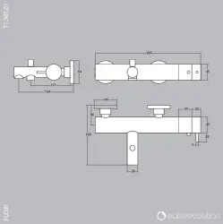Waterevolution Flow badthermostaat met handdoucheset mat wit T130TBR