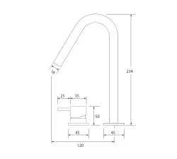 Waterevolution Flow 2-reikäinen pesuallashana matta valkoinen, pieni V 120 mm juoksuputki T1121VBR