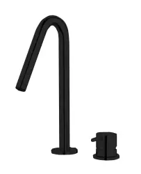 Waterevolution Flow 2-reikäinen pesuallashana, mattamusta, pienellä V 120 mm juoksuputkella T1121VPR