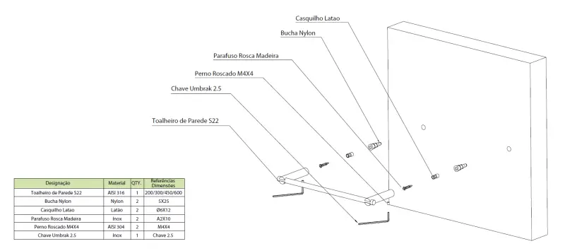 Waterevolution S22 pyyheteline 30 cm ruostumaton teräs A411IE