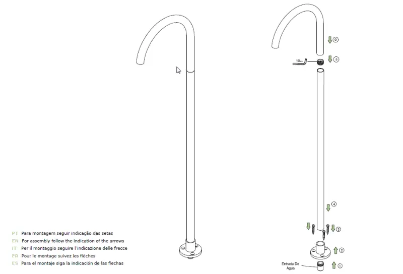 Waterevolution Flow kylpyammeen juoksuputki, seisova, matta valkoinen T1673BR