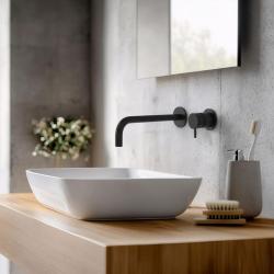 Waterevolution Flow inbouw wastafelkraan mat zwart met uitloop 21 cm T116BPR-21