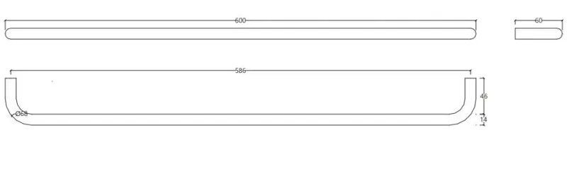 Waterevolution Flow pyyheteline 60 cm täysin ruostumatonta terästä A112IE