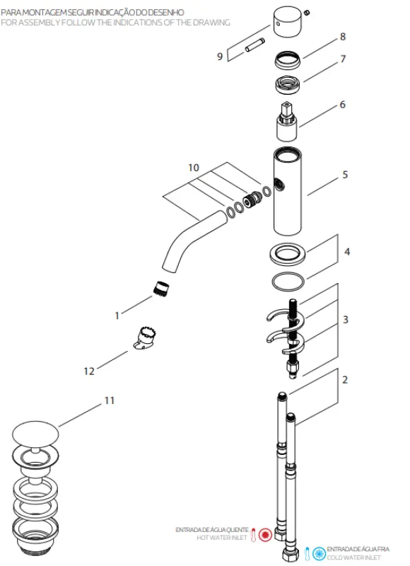Waterevolution Flow low washbasin faucet stainless steel T110IE
