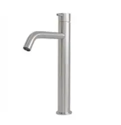 Waterevolution Flow wastafelkraan met hoge uitloop voor waskommen inclusief click plug volledig RVS T115IE