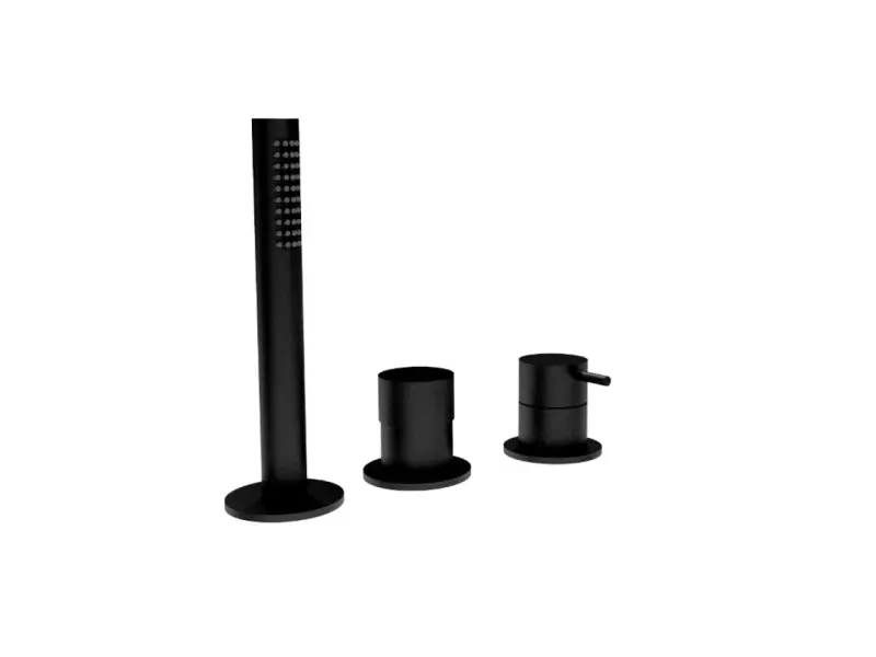 Waterevolution Flow 3-reikäinen kylpyammehana kylpyammeen reunaan asennettavaksi mattamusta T138SBPR