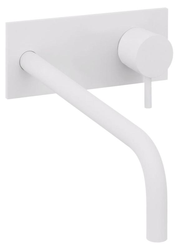 Waterevolution Flow built-in washbasin faucet with cover plate, matte white, with spout 21 cm T1161BBR-21