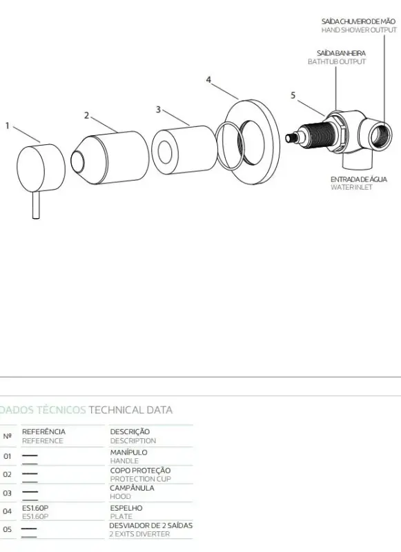 Waterevolution Flow Consealed 2 exits diverter round back plate Chrome T1482S01 