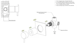 Waterevolution Flow sisäänrakennettu 2-tie vaihtokytkin ruostumattomasta teräksestä pyöreällä ruusukkeella T1482SIE