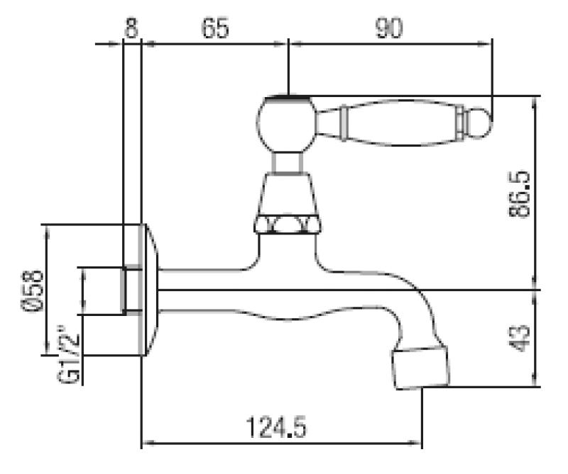 PB klassinen seinään asennettava vesihana, jossa on valkoinen kahva, kylmä vesi, kromi 1208853472