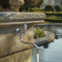 PB klassieke muurkraan met witte hendel voor koud water en lange uitloop, chroom 1208853612