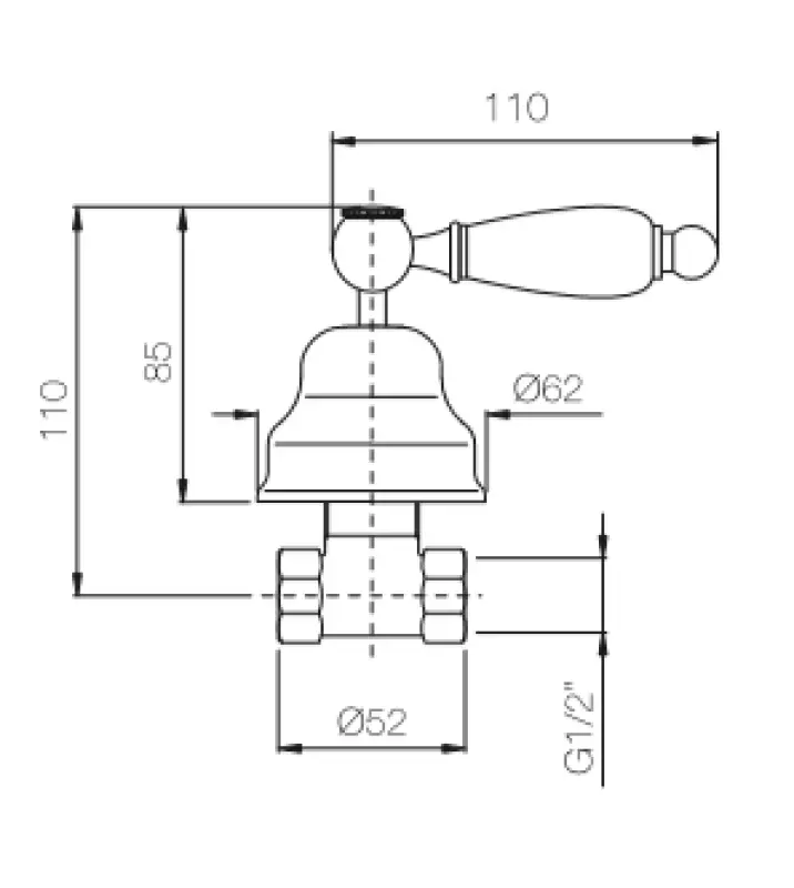 PB klassinen uppoasennettava sulkuventtiili valkoisella kahvalla Kromi 1208854652
