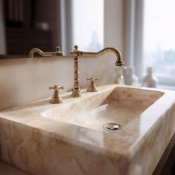 PB klassinen 3-reikäinen pesuallashana tähtikahvat 18,5 cm juoksuputki Pronssi 1208854942