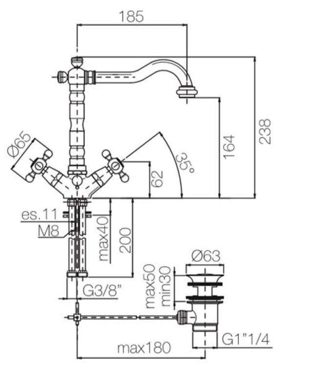 PB klassinen pesuallashana tähtinuppeilla, 18,5 cm:n nokka, Pronssi, 1208854962