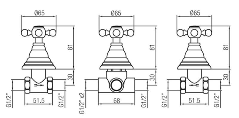 PB klassieke 3-weg inbouw doucheset met omsteller en sterknoppen Chroom 1208855392