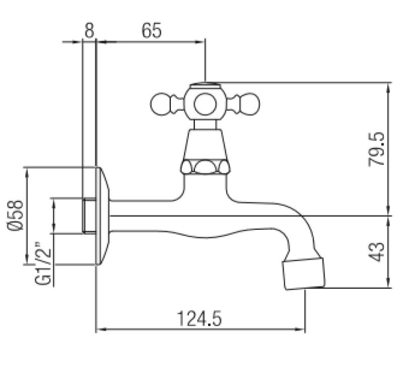 PB klassinen seinäasennettava vesihana tähtinupilla, kylmä vesi, pronssi 1208855602