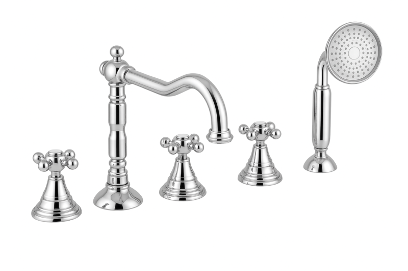 PB klassinen 5-reikäinen kylpyammeen reunahana, tähtikahvat, kromi 1208855772