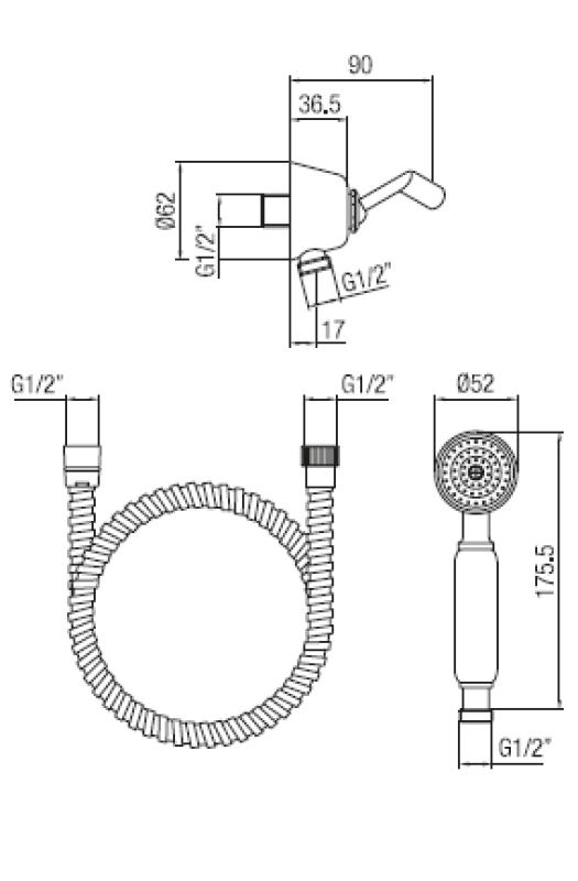 PB klassinen käsisuihkusarja ripustuskoukulla RST 1208899032