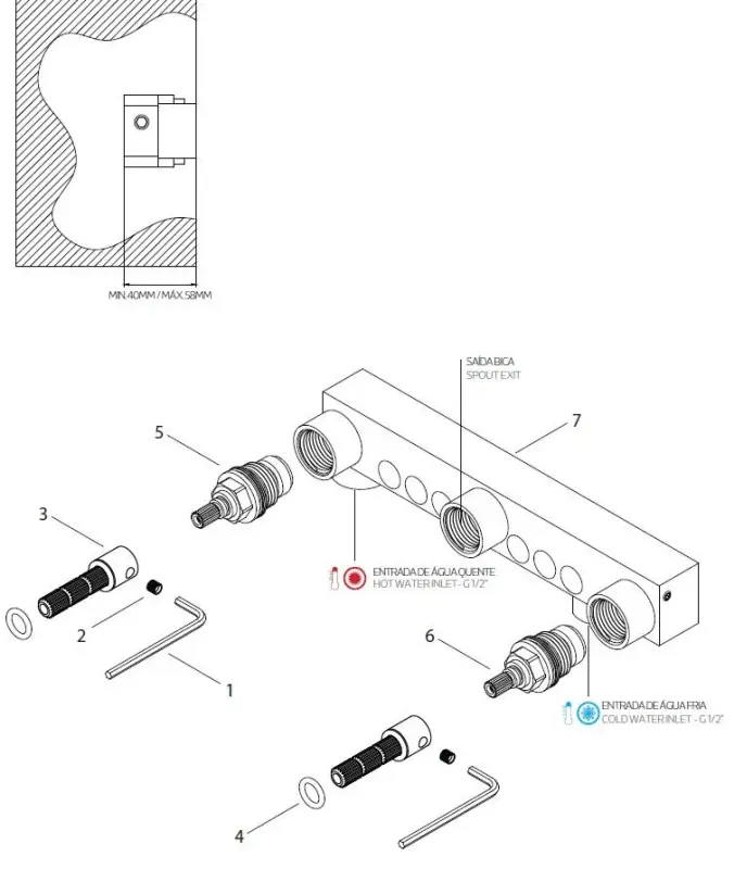 Waterevolution Cruz 3-reikäinen upotettu pesuallashana, 15 cm:n ulostulo, mattamusta 1208916582