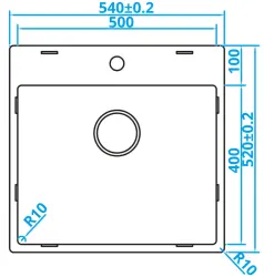 Caressi Basic Line RVS pesuallas 50x40 tasoasennus hanatasolla CABLPP50KR10 1208920522