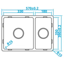 Caressi Basic Line RVS pesuallas 39x57 tasoasennus, alta-asennus, päällasasennus CABL3318R15 1208920571