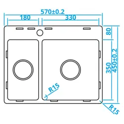 Caressi Basic Line RVS pesuallas 45x57 tasoasennus CABL1833KR15 1208920573
