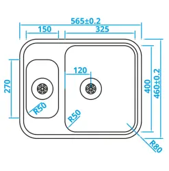 Caressi Basic Line RVS allas 46x56.5 tasoasennus/alta-asennus/päälliasennus CABLPP1532R50 1208920575.