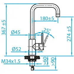 Caressi Basic Line RST yksivipuinen keittiöhana CABL001I 1208920576