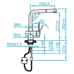 CARESSI Chrome yksikahvainen keittiöhana ulosvedettävällä juoksuputkella kromi CA108CH U ECO 1208920642