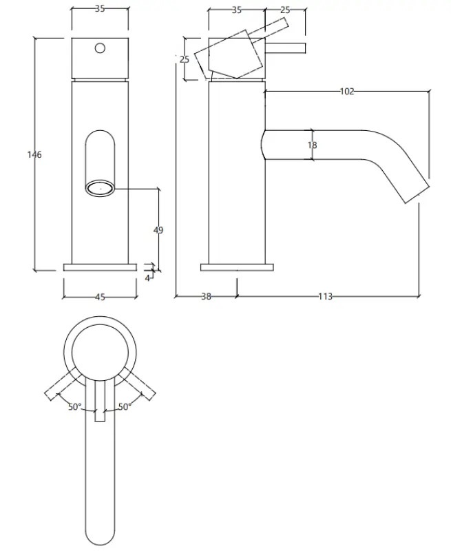 Waterevolution Flow washbasin faucet PVD brushed gun metal T110GME