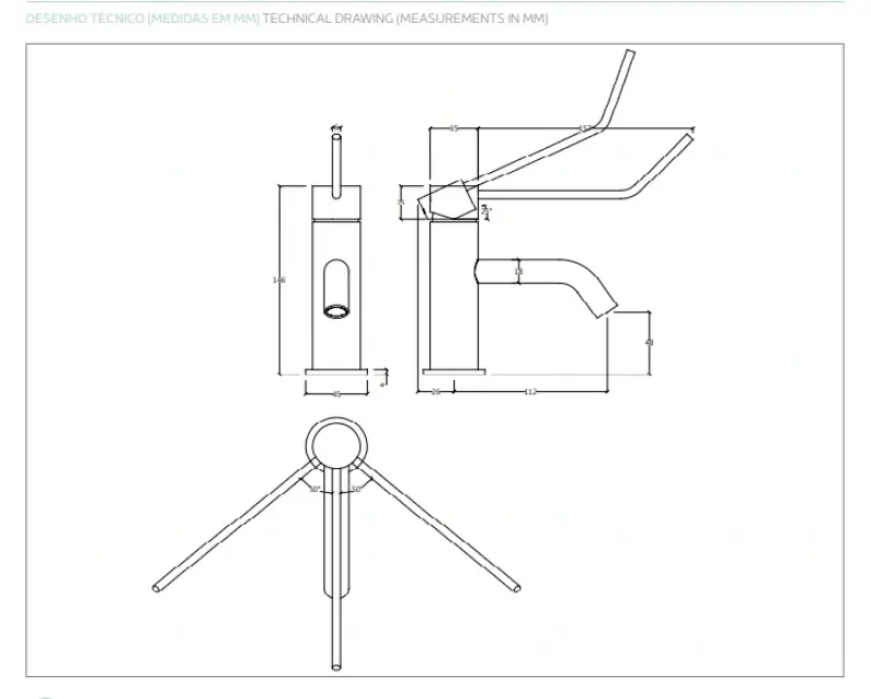 Waterevolution Flow Washbasin hospital mixer with automatic stop & go  T111CPE